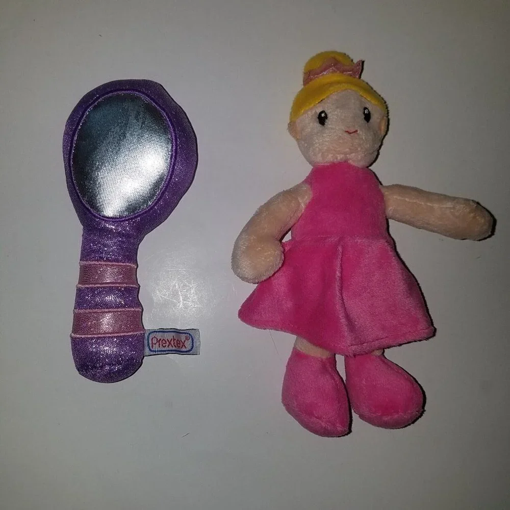 4 Prextex Plush Lot Pink Blond Girl Princess White Horse Mirror Star Wand